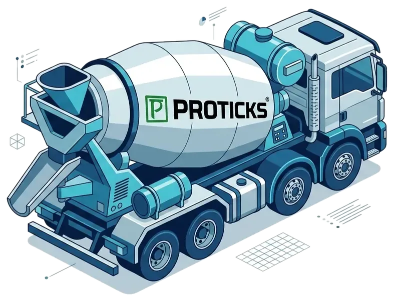 Concrete mixer truck on a construction site